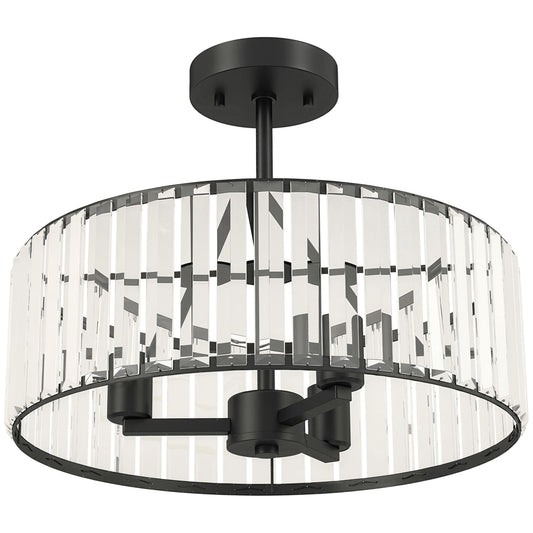 Crystal Ceiling Light, Semi Flush Mount Modern Crystal Chandelier Ceiling Light, E14 Base 3-Lights, Bulbs Not Included