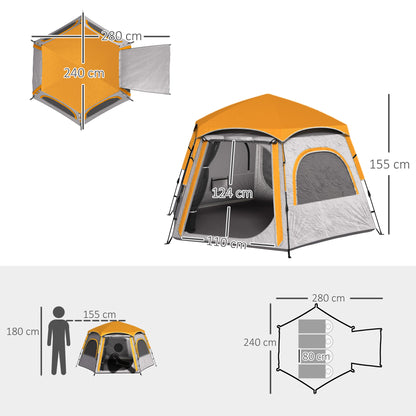 Instant Pop Up Camping Tent, 2/3/4 Person Easy Setup Dome Family Tent with Vestibule, Rainfly, 4 Mesh Windows & 2 Doors
