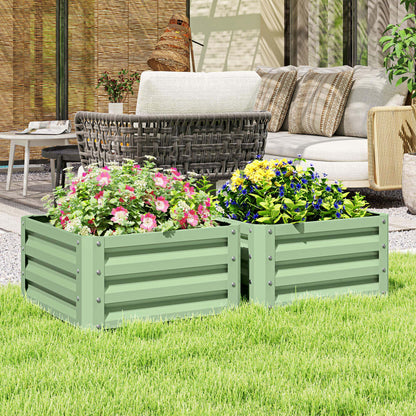 Set of Two 60 x 60cm Steel Planter Boxes - Light Green