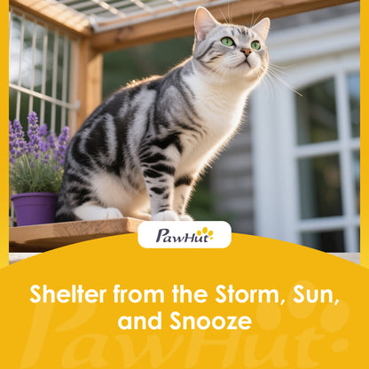 Movable Outdoor Catio with Resting Box, 3 Jumping Platforms, Waterproof Asphalt Roof for Outdoor Indoor