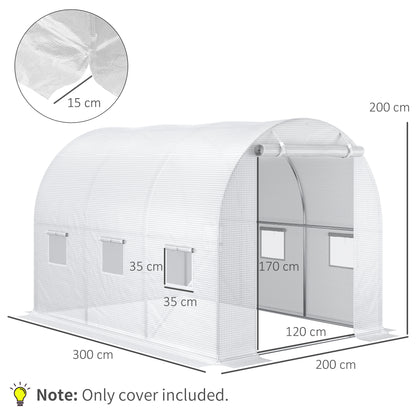 3 x 2 x 2m Polytunnel Greenhouse Replacement Cover ONLY Winter Garden Plant PE Cover for Tunnel Walk-in Greenhouse with Roll