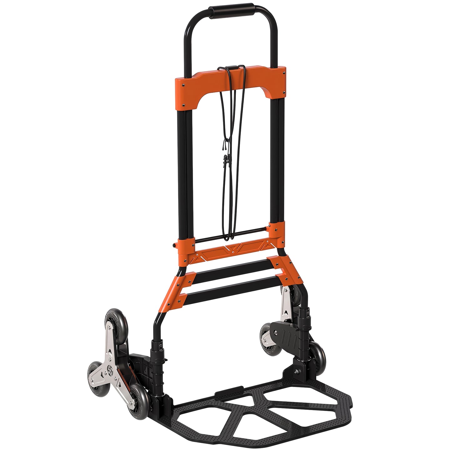 Heavy Duty Foldable Trolley on Wheels, Steel Folding Hand Truck, 75kg, Black and Orange