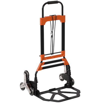 Heavy Duty Foldable Trolley on Wheels, Steel Folding Hand Truck, 75kg, Black and Orange