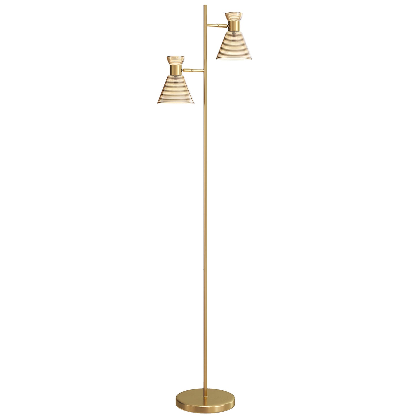 Floor Lamp with Adjustable Dual Head, Modern Standing Lamp with Floral Glass Shades and Foot Switch for Living Room Bedroom