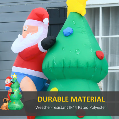 6ft Inflatable Christmas Tree, LED Lighted with Santa Claus Dog for Home Indoor Outdoor Garden Lawn Decoration Party Prop