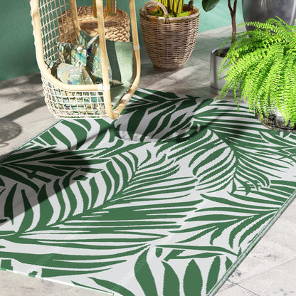 Reversible Outdoor RV Rug, 1.5 x 2.4m Patio Floor Mat, Waterproof Plastic Straw Rug for Garden, Deck, Picnic, Beach, Camping