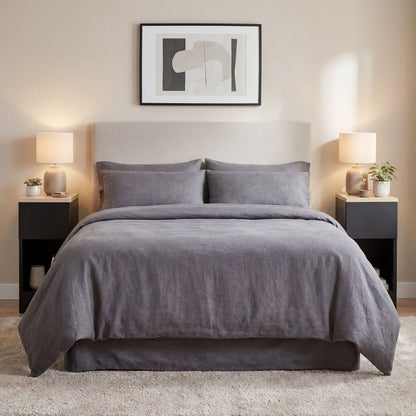 Set of Two Modern Storage Bedside Tables - Black