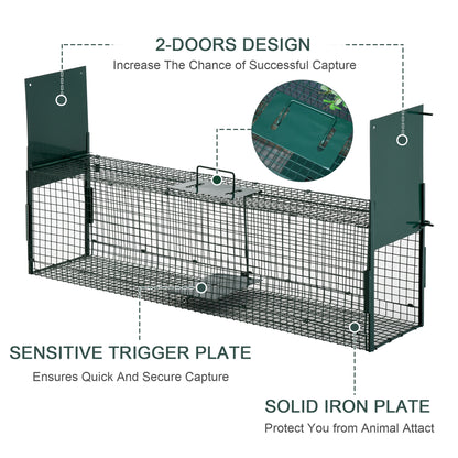 Two-Door Live Trap for Small Animals, Animal Trap for Rat, Mice - Dark Green