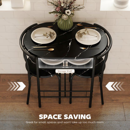 Three-Piece Compact Dining Set - Black