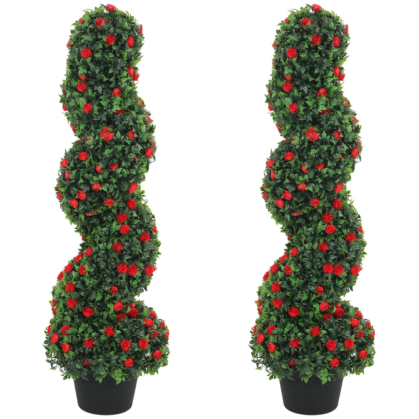 Decorative Artificial Plants Set of 2, UV Resistant Fake Plants in Pot for Indoor Outdoor Decor, 90cm, Red