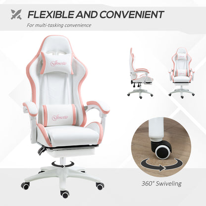 Gaming Chair, Computer Gamer Chair with Reclining High Back, Headrest, Lumbar Support, Footrest, Swivel Wheels, PU Leather