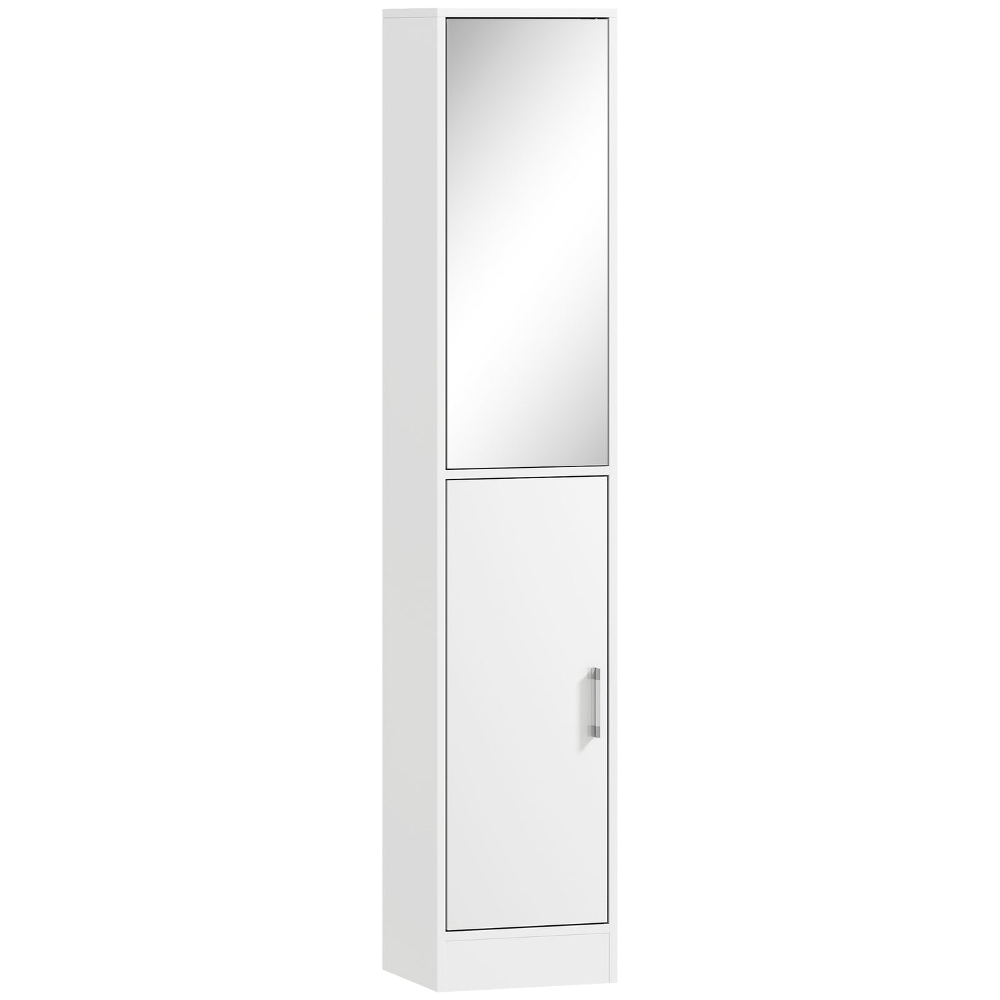 Tall Bathroom Cabinet with Mirror and Adjustable Shelf - White