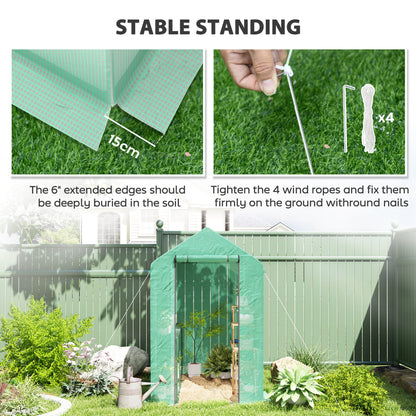 120 x 186cm Walk-In Greenhouse, with Shelves - Green