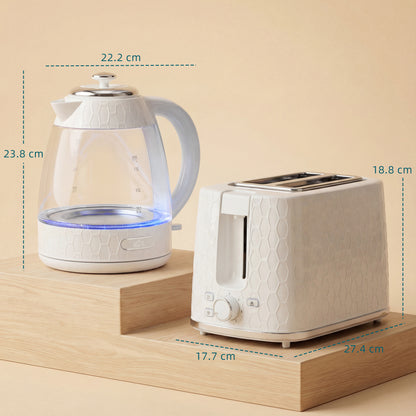 Kettle and Toaster Set, 1.7L 3000W Rapid Kettle with Limescale Filter, 2 Slice Toaster with 7 Browning Controls, Cream