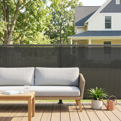 2Pcs Plastic Privacy Screening Fence, 1m x 5 m Waterproof Windbreak Fence, Dark Grey