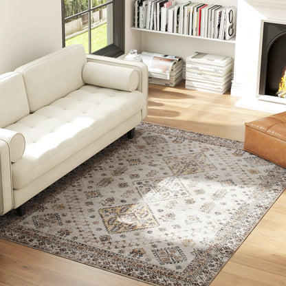Vintage Area Rug, Non-Slip Washable Rug, Flannel Floor Carpet for Living Room, Bedroom, Dining Room, Home Office
