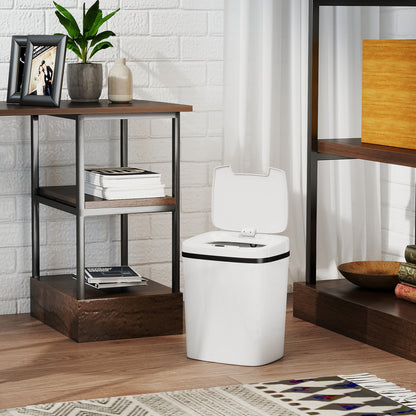15L Sensor Bin, Automatic Touchless Kitchen Bin, Easy Clean, Battery Operated for Home Office, Bedroom, Bathroom, White