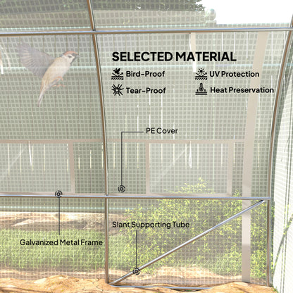 4 x 3 x 2 m Polytunnel Greenhouse with Roll-up Side Walls, Walk-in Grow House Tent with Steel Frame, Reinforced Cover