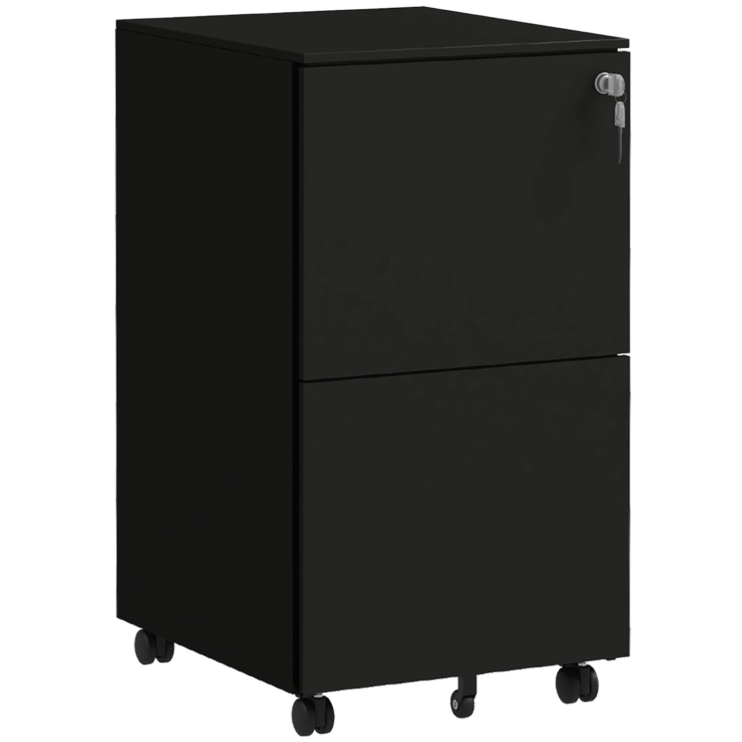 2-Drawer Filing Cabinet with Lock and 5 Wheels, Steel Mobile File Cabinet, for A4, Legal and Letter Size, Pre-Assembled Body