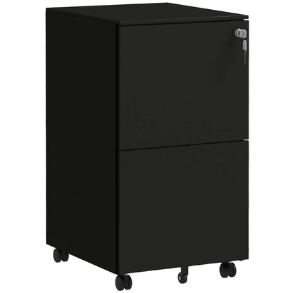 2-Drawer Filing Cabinet with Lock and 5 Wheels, Steel Mobile File Cabinet, for A4, Legal and Letter Size, Pre-Assembled Body
