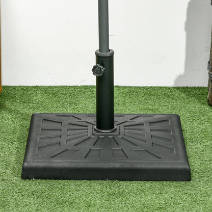 19kg Resin Garden Parasol Base Holder, Square Outdoor Market Umbrella Stand Weight for Poles of Φ32mm, Φ38mm, and Φ48mm