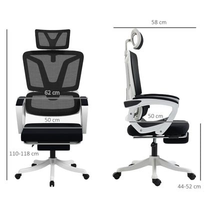 Ergonomic Office Chair, High Back Desk Chair, Reclining Mesh Computer Chair with Adjustable Headrest, Lumbar Support