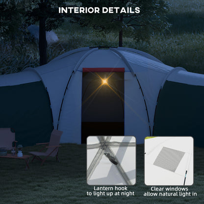 6-9 Man Tent with Bedrooms and Living Room, Accessories Included, Green