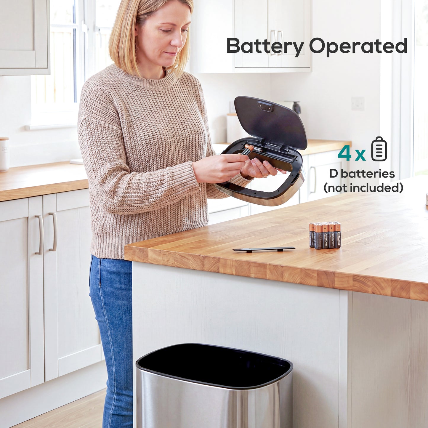 58L Motion Sensor Bin, Automatic Touchless Rubbish Bin with Fingerprint Resistant Stainless Steel for Kitchen, Hygienic Gyms