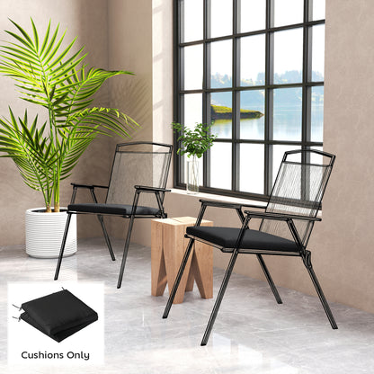 Outdoor Seat Cushions Set of 2 with Ties, Waterproof Garden Seat Pads, Black