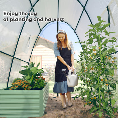 Polytunnel Greenhouse with Sandbags, Walk-In Tunnel Green House with 2 Doors and Screen Windows, 1.8 x 1.8 x 2m, White