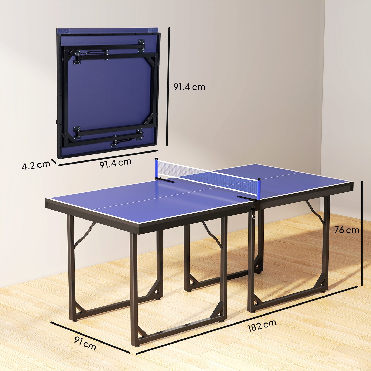 6ft Table Tennis Table, Ping Pong Table with Net, Foldable and Portable Ping Pong Set for Indoor Use, Easy Assemble, Midsize