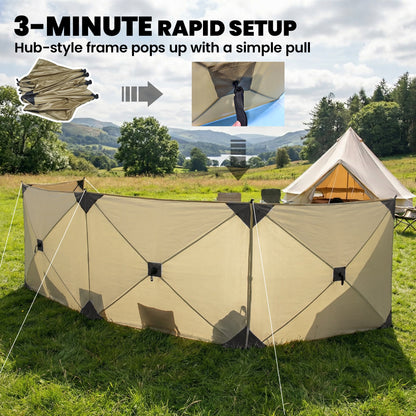 Camping Windbreak Pop Up Windbreaker Blocker with Ropes Pegs for Beach Caravan Outdoor 480 x 120 cm