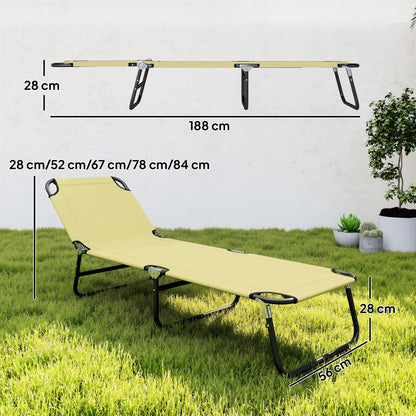 Foldable Sun Lounger with 5-Position Adjustable Backrest