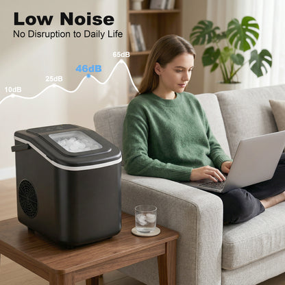 Countertop Ice Maker Machine 9 Cubes in 7 Mins Portable Ice Machine Ice Scoop and Basket 2 Sizes Black