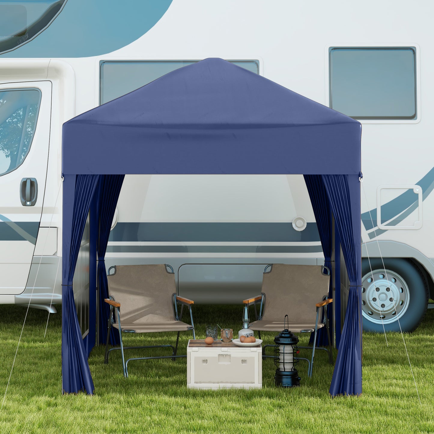 2 x 2 m Garden Pop Up Gazebo, Wedding Party Tent Marquee, Water Resistant Awning Canopy with Sidewalls, Windows, Carry Bag
