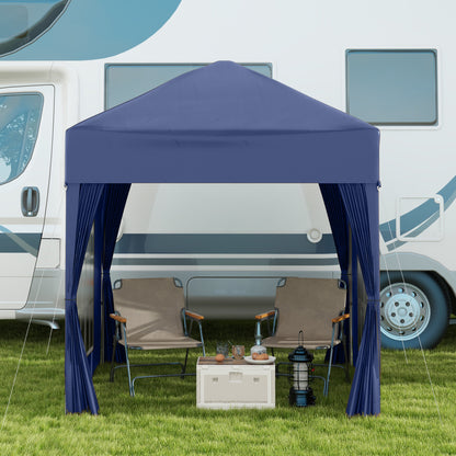 2 x 2 m Garden Pop Up Gazebo, Wedding Party Tent Marquee, Water Resistant Awning Canopy with Sidewalls, Windows, Carry Bag