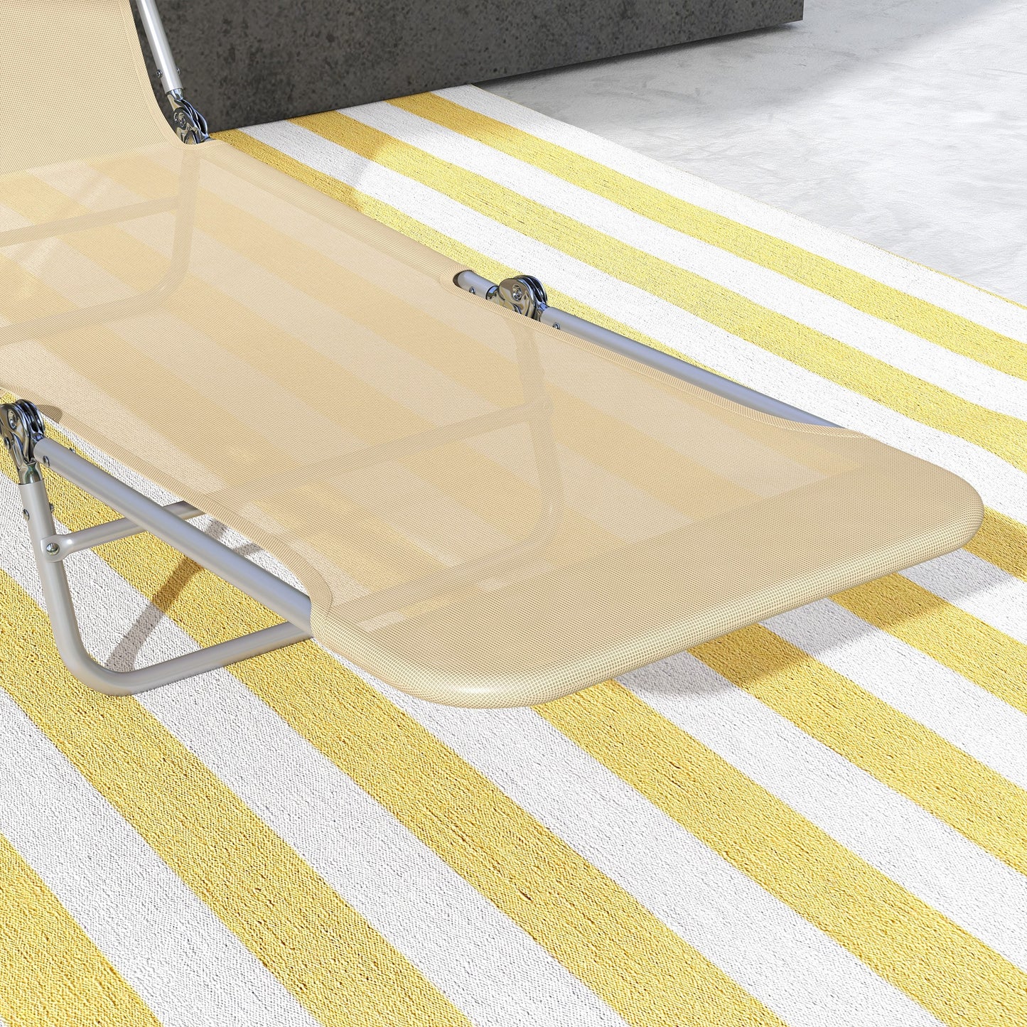 Set of Two Steel Frame Sun Loungers, with Reclining Backs - Brown