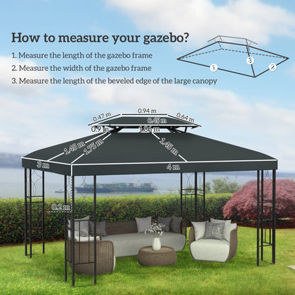 Gazebo Roof Replacement, for 3 x 4m Frames - Grey