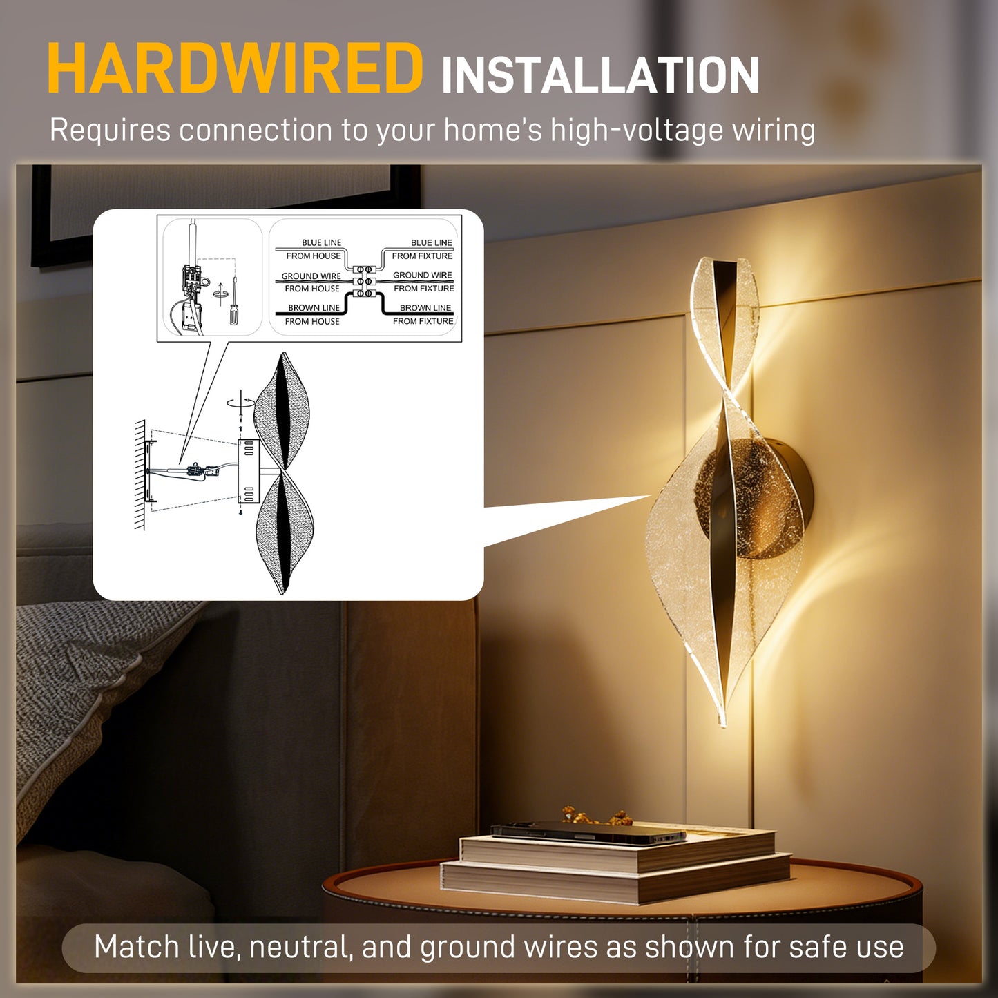 Led Wall Lamp 2 Pack, 13W Modern Indoor Spiral Wall Light, Colour Temperature Adjustable 3000K/4000K/6500K, for Bedroom