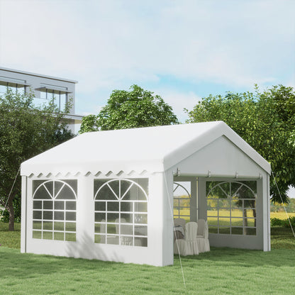 4m x 4m Marquee Party Tent, Heavy Duty Wedding Canopy with Sidewalls, Doors, Windows