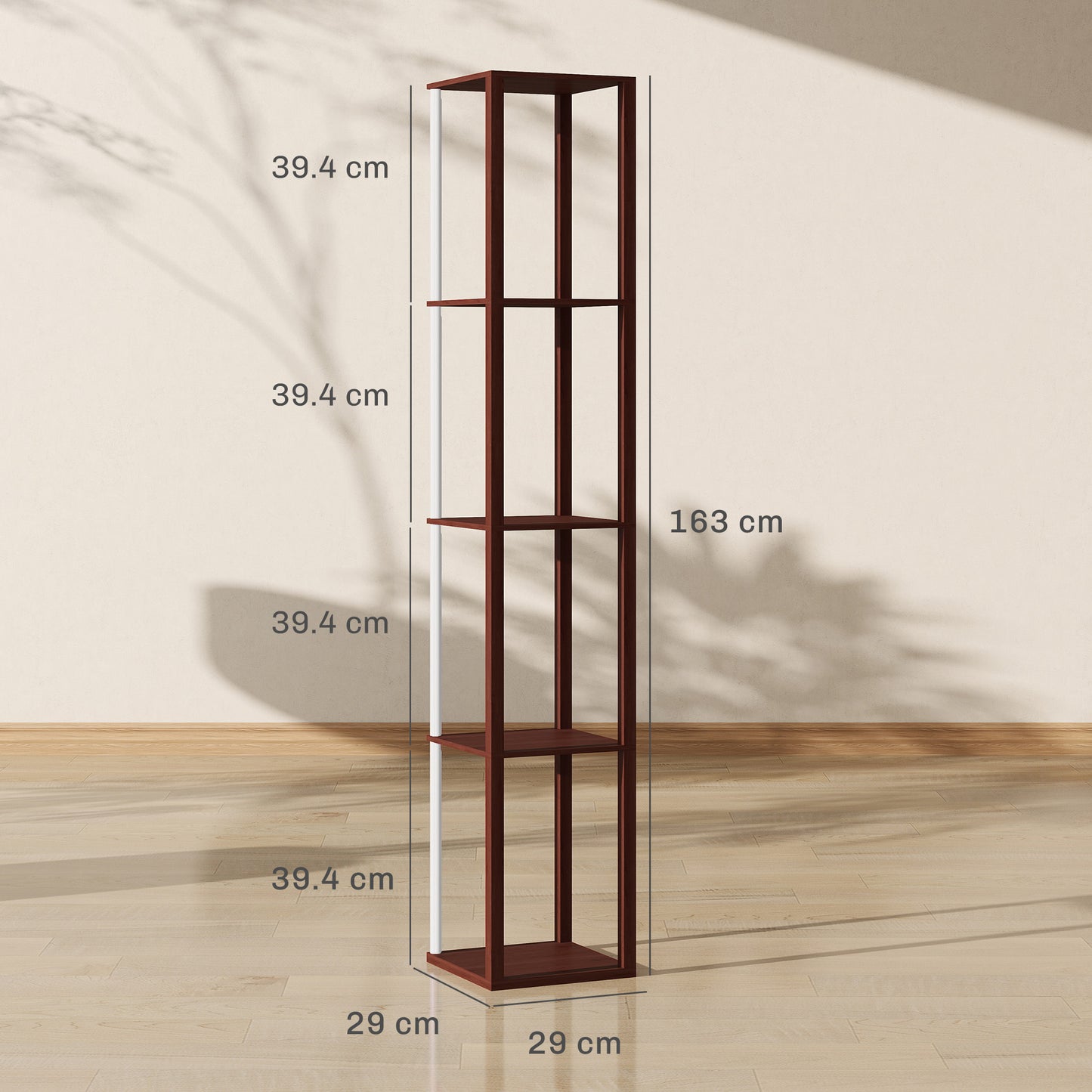 RGB LED Floor Lamp with Shelves, Modern Dimmable Standing Lamp with Remote Control