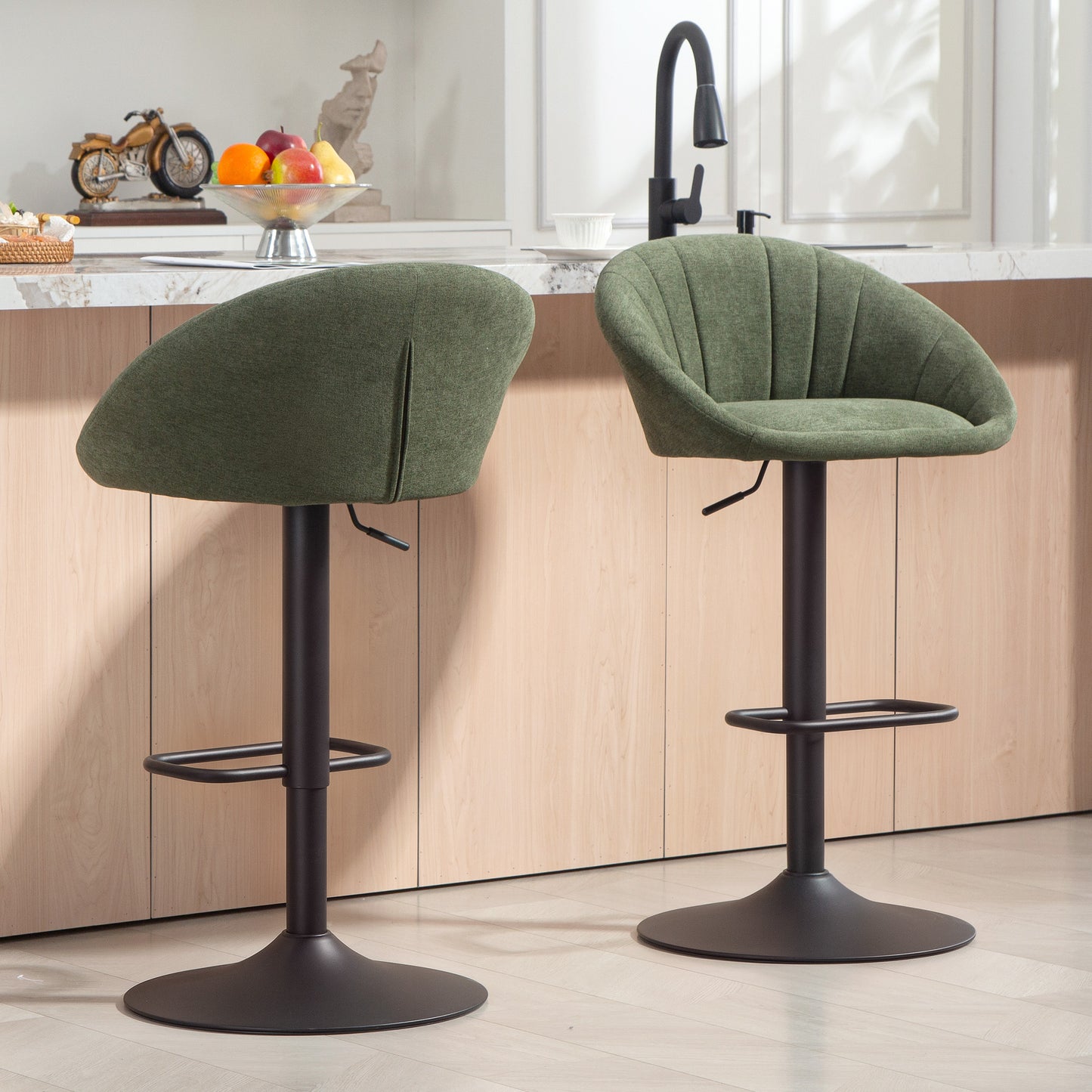 Set of Two Relaxed Tub Bar Stools - Dark Green