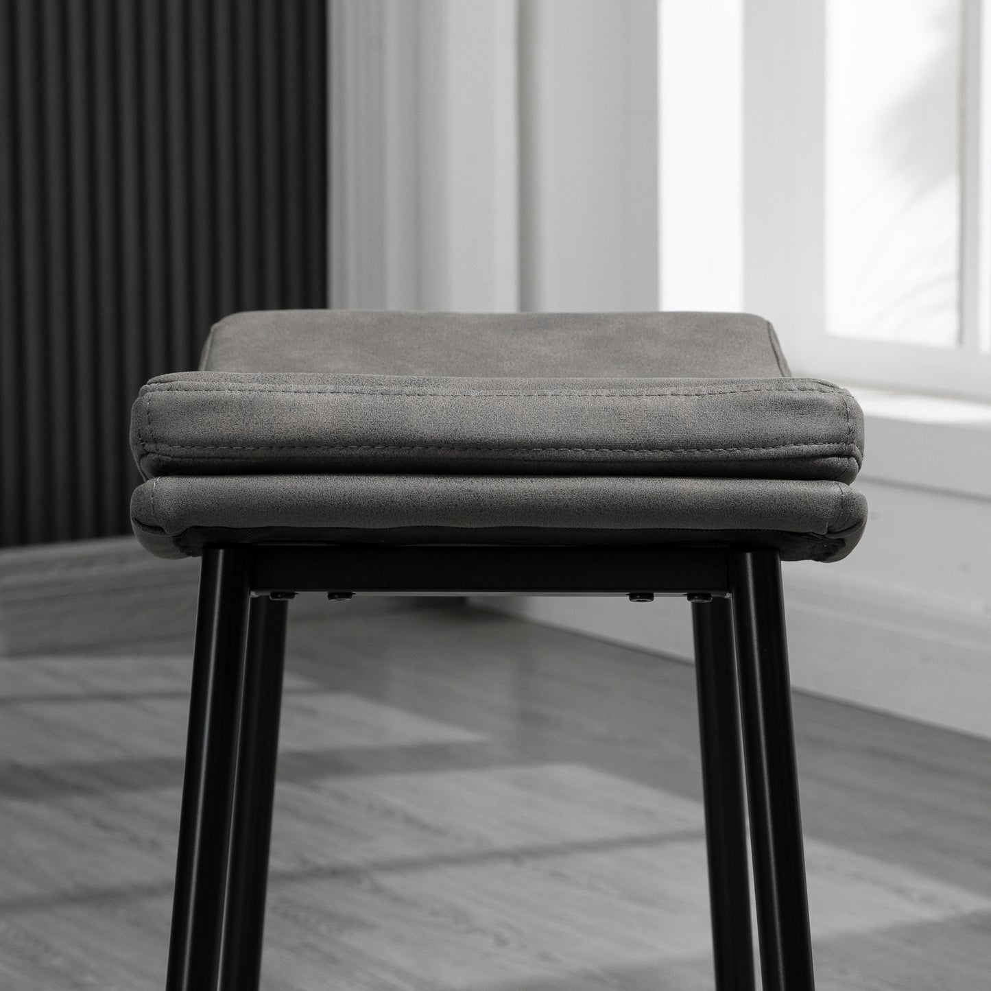 Breakfast Bar Stools Set of 2, Microfibre Upholstered Barstools