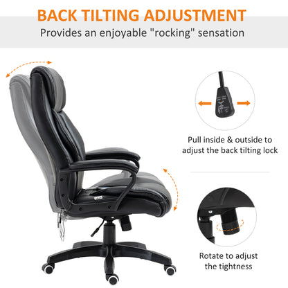 Office Chair with 6-Point Maaage, PU Desk Chair with Padded Seat and Armrest, Computer Chair with Tilt Function for Home