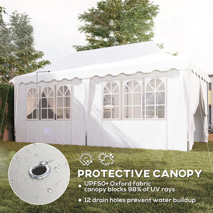 3 x 6m Pop Up Gazebo with Sides, UPF50+ Height Adjustable Marquee Party Tent, Wedding Canopy, Instant Event Shelter