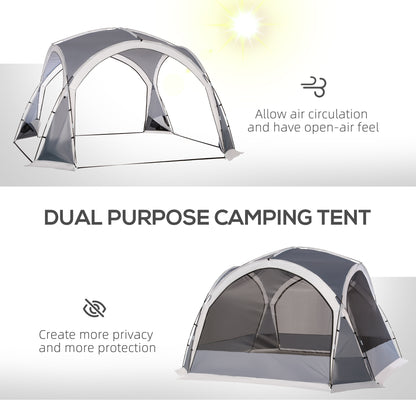 Dome Tent for 6-8 Person, Camping Tent with 4 Zipped Mesh Doors, Removable Oxford Cloth, Lamp Hook, Portable Carry Bag