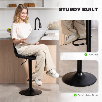 Set of 2 Leathaire Tub Bar Stools - Black