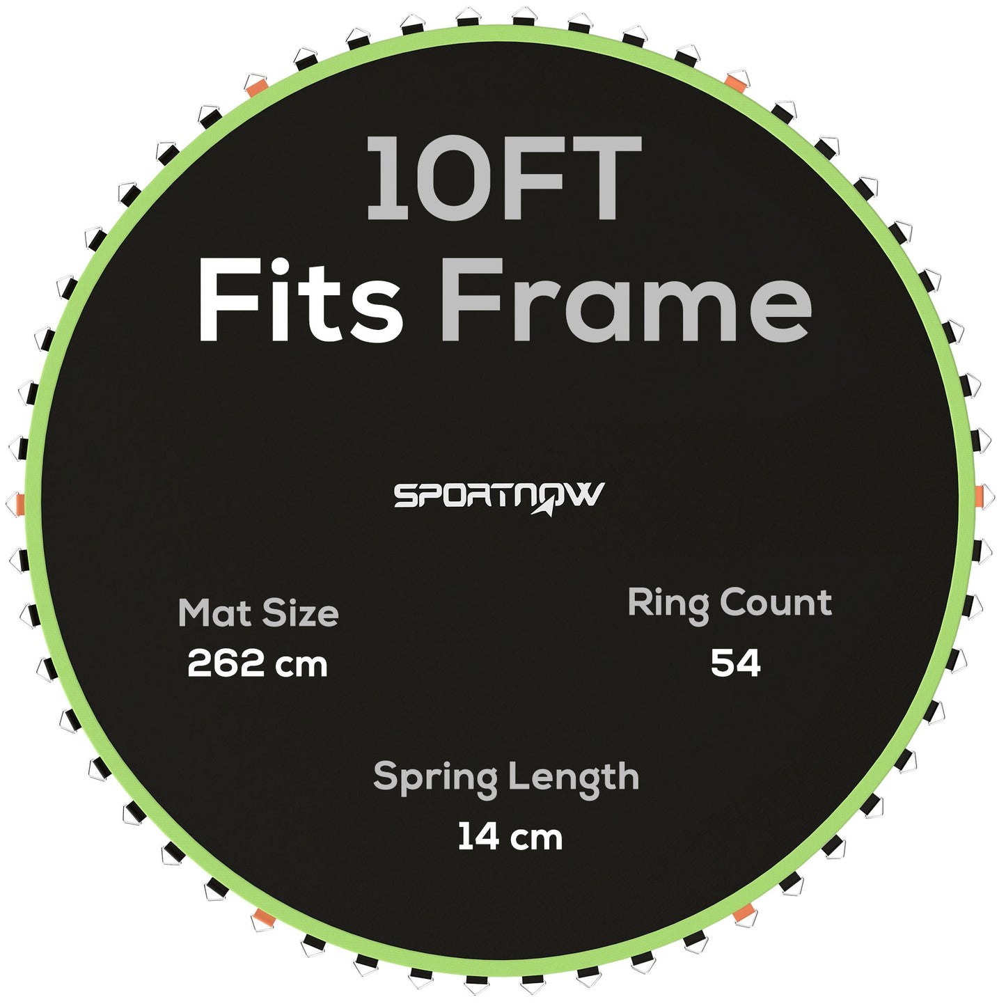 Trampoline Replacement Mat with Spring Pull Tool, 54 V-Hooks, for 10ft Trampoline using 14cm Springs, Green