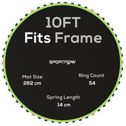 Trampoline Replacement Mat with Spring Pull Tool, 54 V-Hooks, for 10ft Trampoline using 14cm Springs, Green