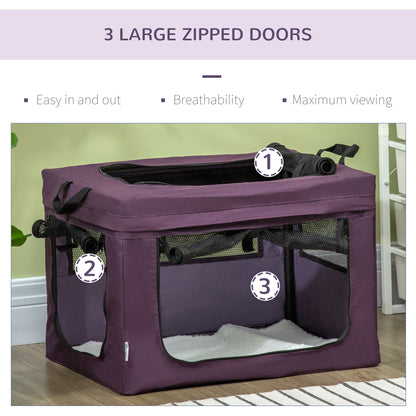 60cm Pet Carrier, with Cushion, for Miniature Dogs - Purple